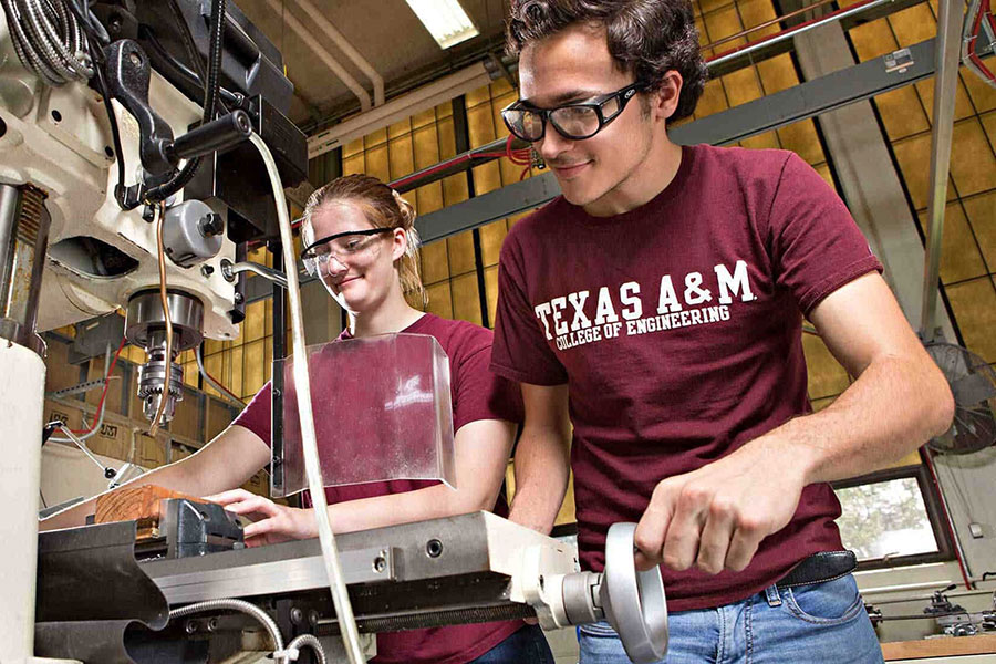 Texas A&M Engineering students work in the lab
