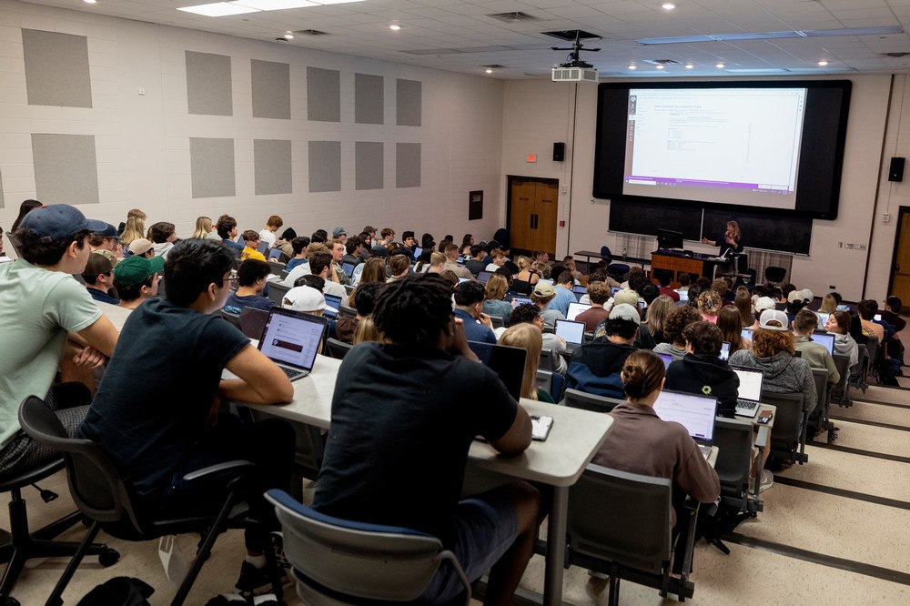 View of a lecture hall on campus